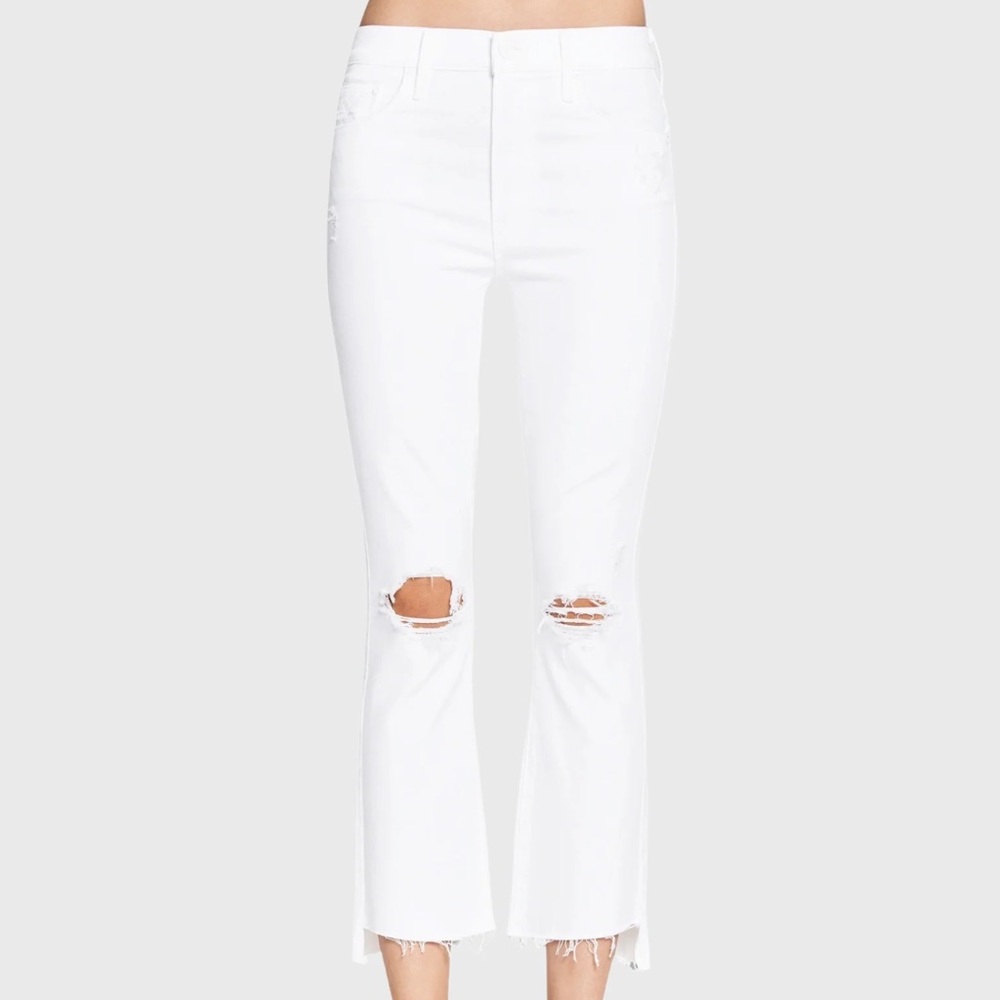 Mother The Insider Crop Step Fray in Cracked Slipper White Size 28